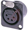Receptacle DL1 series 4 pin female- solder cups- black/gold - 70088444 - Allied Electronics, Inc.