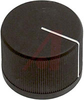 Knob; ABS; Round with Indication Line; Black; 1/4 in.; 0.975 in.; 0.750 in. - 70206945 - Allied Electronics, Inc.