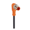 M12 Standard Sensor/Actuator Single-Ended Cordset: Male, angled, 5-pin, B-coded, orange body, 50 V AC / 60 V DC, 4 A; PUR black cable, 5-wires, 0.50 mm² - RSWT 5B-228 - Belden Inc.