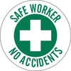 Brady B-946 Green on White Circle Vinyl Hard Hat Label - Printed Text = SAFE WORKER NO ACCIDENTS - 49577 - 754476-49577 - R. S. Hughes Company, Inc.