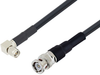 BNC Male to SMA Male Right Angle Cable 12 Inch Length Using LMR-240-UF Coax with HeatShrink - PE3W07122/HS-12 - Pasternack