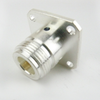 N Female (Jack) Connector Slotted Contact Terminal 4 Hole Flange (Panel Mount), Solder, Silver Plated Brass Body, Length 0.735 In -- SC9263