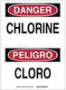 Brady B-401 Polystyrene Rectangle White Chemical, Biohazard, Hazardous & Flammable Material Sign - Language English / Spanish - TEXT: DANGER CHLORINE - 39069 - 754473-39069 - R. S. Hughes Company, Inc.