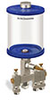Blue Color Key, Clear View Multiple Feed Manual Lubricator, 1 qt Acrylic Reservoir, 3 Feeds, 1/8
