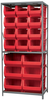 Akro-Mils 6500 lb Adjustable Red Gray Powder Coated Steel 22 ga Open Adjustable Fixed Shelving System - 12 Bins, 6 Bins - 6500 lb Total Capacity - AS2479ASSORT RED - AS2479ASSORT RED - R. S. Hughes Company, Inc.