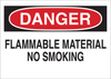 Brady B-120 Fiberglass Reinforced Polyester Rectangle White Chemical, Biohazard, Hazardous & Flammable Material Sign - 14 in Width x 10 in Height - TEXT: DANGER FLAMMABLE MATERIAL NO SMOKING - 47024 - 754476-47024 - R. S. Hughes Company, Inc.