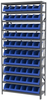 Akro-Mils Blue Gray Powder Coated Steel 22 ga System Bin Shelving System - 10 Bins - AS1279312 BLUE -- AS1279312 BLUE