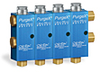 Ultra-Micro Output Air Operated PurgeX for Liquid or Grease, Viton Seals, 4 Feeds - B3583-304 - Oil-Rite Corp.