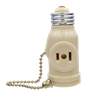 Plastic Socket Adapter with Polarized Single-to-Twin Outlets and Pull Chain, Medium Base Ivory - 6503 - Suzhou Ele Mfg Co., Ltd.