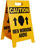 Brady B-836 Polypropylene Rectangle Yellow Floor Stand Sign - 12 in Width x 20 in Height - TEXT: CAUTION MEN WORKING ABOVE - 92285 - 754476-92285 - R. S. Hughes Company, Inc.