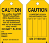 Brady B-851 Black on Yellow Polyester Equipment Safety Tag - 3 in Width - 5 3/4 in Height - Printed Msg = CAUTION - THIS SCAFFOLD DOES NOT MEET FEDERAL / STATE OSHA SPECIFICATIONS ALL EMPLOYEES WORKIN - 754476-86574 - R. S. Hughes Company, Inc.