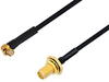 SMP Female Right Angle to SMA Female Bulkhead Cable 150 cm Length Using PE-SR405FLJ Coax with HeatShrink - PE3W06520/HS-150CM - Pasternack