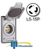 Leviton 15 Amp 125V Power Inlet Locking Blade Receptacle -.. -- 4716-CWP - Image