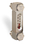 Aluminum Liquid Level Gage with Card Thermometer, 3” Centerline, Back Mount 1/2”-20 with Nuts - B3540-30300BB1W - Oil-Rite Corp.