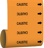 Brady B-946 Black on Orange Vinyl Self-Adhesive Pipe Marker - 12 in Height - 30 ft Length - Printed Msg = CAUSTIC with Left Arrow - 108725 - 754473-66957 - R. S. Hughes Company, Inc.