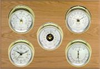 5 Instrument Weather Station - Professional, Brass cases, Silver dials, Oak panel