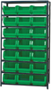 Open Shelving, 8Shelves, 21Bins, Green; Shelving Unit Type Quantum Storage - 44AC5679 - Newark, An Avnet Company