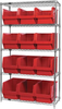 Open Wire Shelving, 5Shelves, 12Bin, Red; Shelving Unit Type Quantum Storage - 44AC8148 - Newark, An Avnet Company