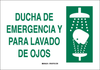 Brady B-401 Polystyrene Rectangle White Eyewash & Shower Sign - 14 in Width x 10 in Height - Language Spanish - TEXT: DUCHA DE EMERGENCIA Y PARA LAVAR LOS OJOS - 39029 - 754476-39029 - R. S. Hughes Company, Inc.