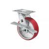 Swivel Plate Caster; Swivel, Wheel Material=Polyurethane, Red;Gray -- 1318655 - Image