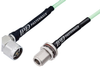 N Male Right Angle to N Female Bulkhead Low Loss Cable 150 cm Length Using PE-P142LL Coax, RoHS - PE3C0673-150CM - Pasternack