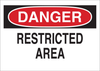 Brady B-401 High Impact Polystyrene Rectangle White Restricted Area / No Trespassing Sign - 14 in Width x 10 in Height - TEXT: DANGER RESTRICTED AREA - 22124 - 754476-22124 - R. S. Hughes Company, Inc.