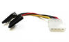 6 inch 4pin MOLEX Male to Two 15pin SATA II Female Power Cable - 11W3-56800-6IN - SFCable.com