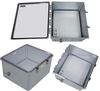 18x16x10 Polycarbonate Weatherproof Outdoor IP66 NEMA 4X Enclosure, 120-240 VAC Universal Outlet MNT PLT Clear Lid DKGY -- TEWPC181610-E00 - Image