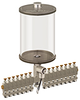Clear View Multiple Feed Electro Lubricator, 1/2 gal Pyrex Reservoir, 15 Feeds, 1/8