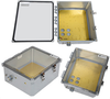 14x12x06 Polycarbonate Weatherproof Outdoor IP66 NEMA 4X Enclosure, Modified Base Drilled Mount Clear Lid DKGY -- TEWPC141206-01 - Image