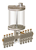 (Formerly B3153-14X-9F), Multiple Feed Manual Lubricator, 1 qt Pyrex Reservoir, 9 Feeds - B3153-032P09B111GW - Oil-Rite Corp.