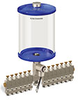 Blue Color Key, Clear View Multiple Feed Electro Lubricator, 1/2 gal Acrylic Reservoir, 13 Feeds, 1/8