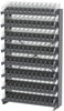 Akro-Mils APRS 400 lb Clear Gray Powder Coated Steel 16 ga Single Sided Fixed Rack - 36 3/4 in Overall Length - 96 Bins - Bins Included - APRS110SC - APRS110SC - R. S. Hughes Company, Inc.
