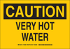 Brady B-302 Polyester Rectangle Yellow Machine & Equipment Sign - 10 in Width x 7 in Height - Laminated - TEXT: CAUTION VERY HOT WATER - 126068 - 754473-74219 - R. S. Hughes Company, Inc.