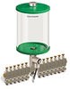 Green Color Key, Clear View Multiple Feed Electro Lubricator, 1/2 gal Acrylic Reservoir, 13 Feeds, 1/8
