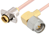 Slide-On BMA Jack 2 Hole Flange to SMA Male Right Angle Cable 24 Inch Length Using RG405 Coax - PE3C4885-24 - Pasternack