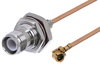 Reverse Polarity TNC Female Bulkhead to UMCX Plug Cable 6 Inch Length Using RG178 Coax - PE38303-6 - Pasternack