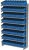 Akro-Mils APRS 400 lb Blue Gray Powder Coated Steel 16 ga Single Sided Fixed Rack - 36 3/4 in Overall Length - 72 Bins - Bins Included - APRS142 BLUE -- APRS142 BLUE - Image