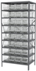 Akro-Mils Akrobin 6500 lb Adjustable Clear Gray Powder Coated Steel 22 ga Open Adjustable Fixed Shelving System - 32 Bins - 6500 lb Total Capacity - AS2479284SC - AS2479284SC - R. S. Hughes Company, Inc.