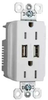 Duplex/Single Receptacle -- TR-5262USBW - Image