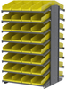 Akro-Mils 1800 lb Yellow Gray Powder Coated Steel 16 ga Double Sided Fixed Rack - 36 3/4 in Overall Length - 72 Bins - Bins Included - APRD18158 YELLOW - APRD18158 YELLOW - R. S. Hughes Company, Inc.