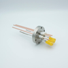 Thermocouple-Power Feedthrough, 2 Pairs Type K, w/ Miniature TC Connectors, 5000 Volts, 60 Amps, 3 Pins, 2.75″ Conflat Flange - A0800-2-CF - MPF Products, INC.