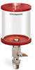 Red Color Key, Clear View Single Feed Manual Lubricator, 1 qt Pyrex Reservoir, 1/2” Male NPT - B5161-032PB4RW - Oil-Rite Corp.