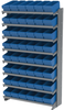 Akro-Mils APRS 400 lb Blue Gray Powder Coated Steel 16 ga Single Sided Fixed Rack - 36 3/4 in Overall Length - 48 Bins - Bins Included - APRS162 BLUE -- APRS162 BLUE - Image