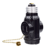Plastic Socket Adapter with Polarized Single-to-Twin Outlets and Pull Chain, Medium Base Black - 6504 - Suzhou Ele Mfg Co., Ltd.