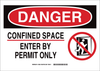 Brady B-120 Fiberglass Reinforced Polyester Rectangle White Confined Space Sign - 14 in Width x 10 in Height - TEXT: CONFINED SPACE ENTER BY PERMIT ONLY - 87675 - 754476-87675 - R. S. Hughes Company, Inc.