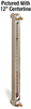 Aluminum Liquid Level Gage with Card Thermometer and Shut-off, 35” Centerline, Back Mount 1/2