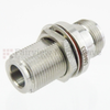 N Female (Jack) to N Female (Jack) Bulkhead Adapter, Passivated Stainless Steel Body, 1.3 VSWR - SM4033 - Fairview Microwave Inc.