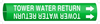 Brady Bradysnap-On B-915 White on Green Plastic Snap-On Pipe Marker - 3/4 in Character Height - Printed Msg = TOWER WATER RETURN with Right Arrow - 4143-B - 754476-48318 - R. S. Hughes Company, Inc.