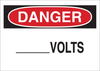 Brady B-120 Fiberglass Reinforced Polyester Rectangle White Electrical Safety Sign - 10 in Width x 7 in Height - TEXT: DANGER ______VOLTS - 47170 - 754476-47170 - R. S. Hughes Company, Inc.